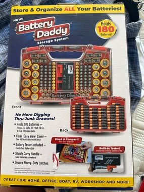 Battery Daddy Battery Storage Case - Clear Red/Orange